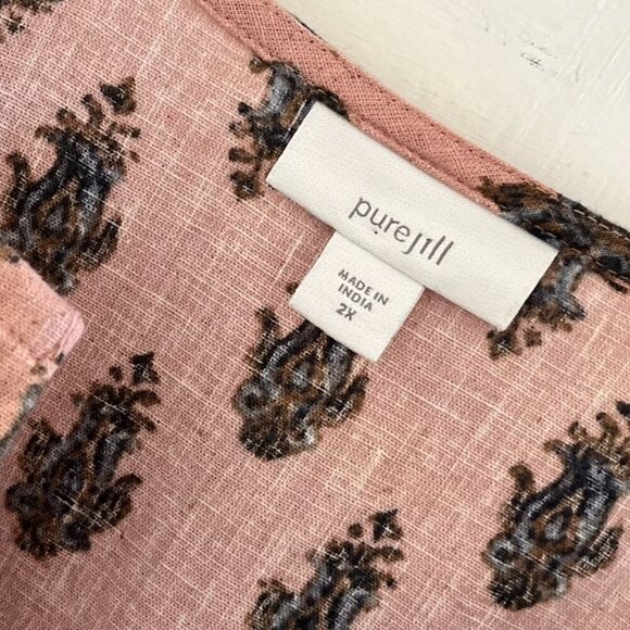 PureJill Plus-Size Linen/Cotton Festival Hippie Folklore V-Neck  Tunic Sz 2x - Picture 4 of 9